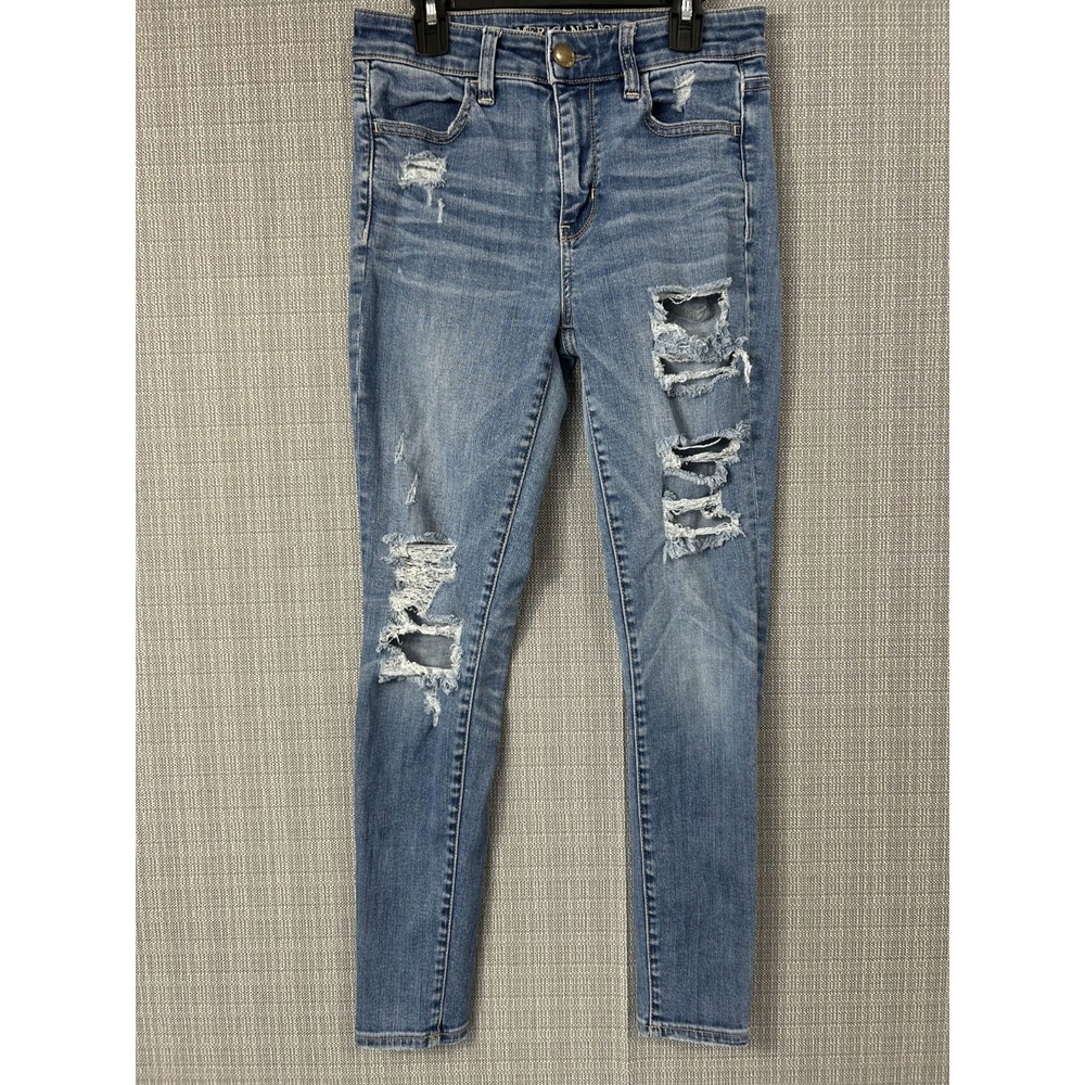 American Eagle Outfitters Jeans‎ Womens 4 Blue Denim Cotton Stretch Distressed